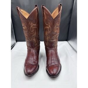 Vintage Tony Lama Lizard‎ Foot Cowboy Boots 8540 Men's 8DBrown Leather 3247
